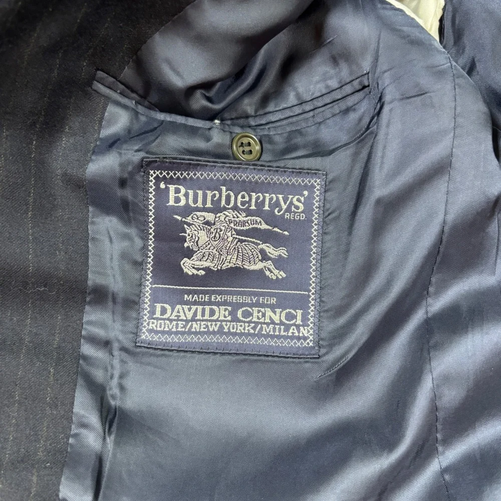 Burberrys Navy Pinstriped Wool Cashmere Blazer Men's Size EU 52R‎ / US 42R